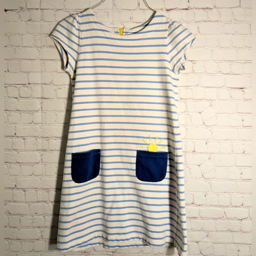 Gymboree Striped Cotton Knit Embroidered Pocket Dress VGUC Girls' 10